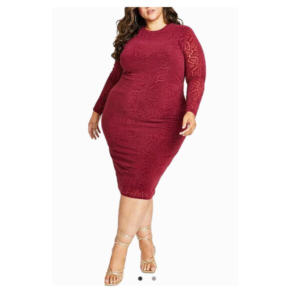 NINA PARKER PLUS EMBOSSED LONG SLEEVE BODYCON DRESS NWT 0X - Picture 1 of 1